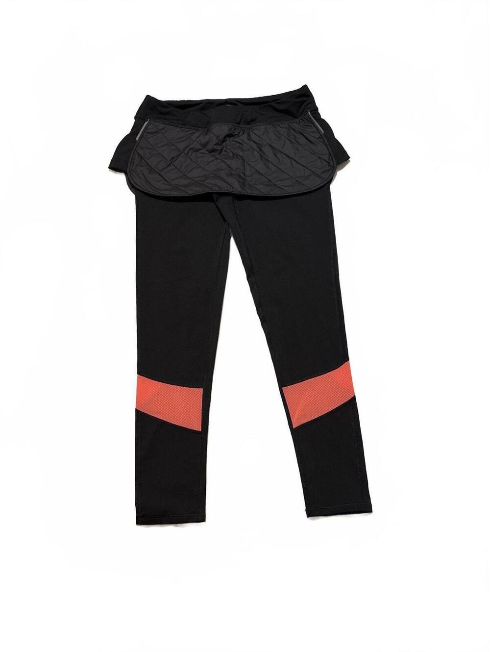 Lucy Winter Warrior Skirted Leggings Womens M Black Quilted Skort Tights Running